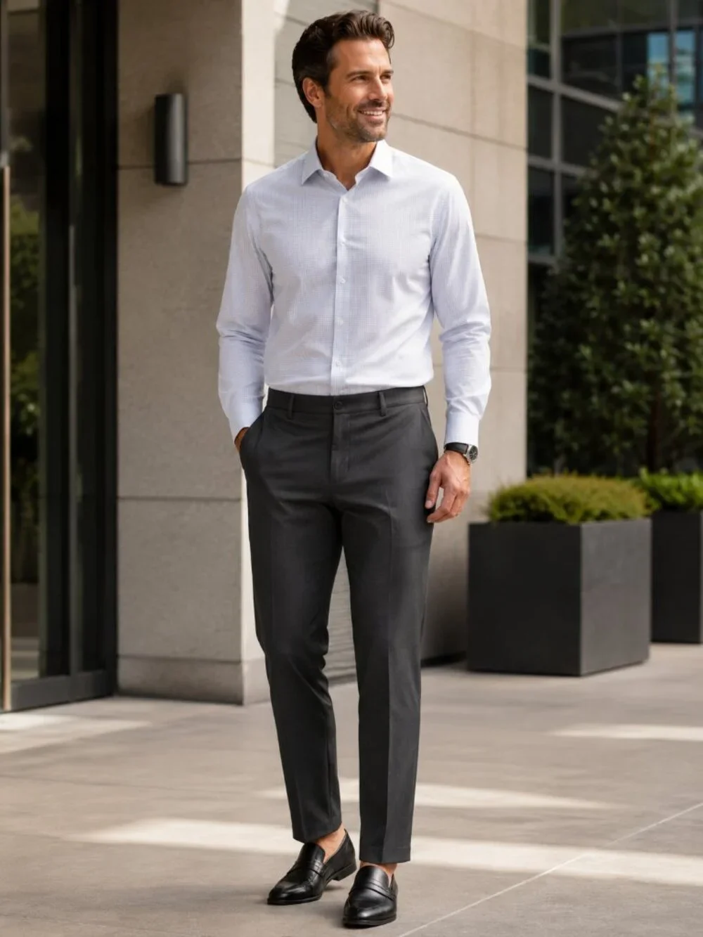 Hart Schaffner Marx Cropped Dress Pants Men's 36x30 Dark Gray Tailored Career
